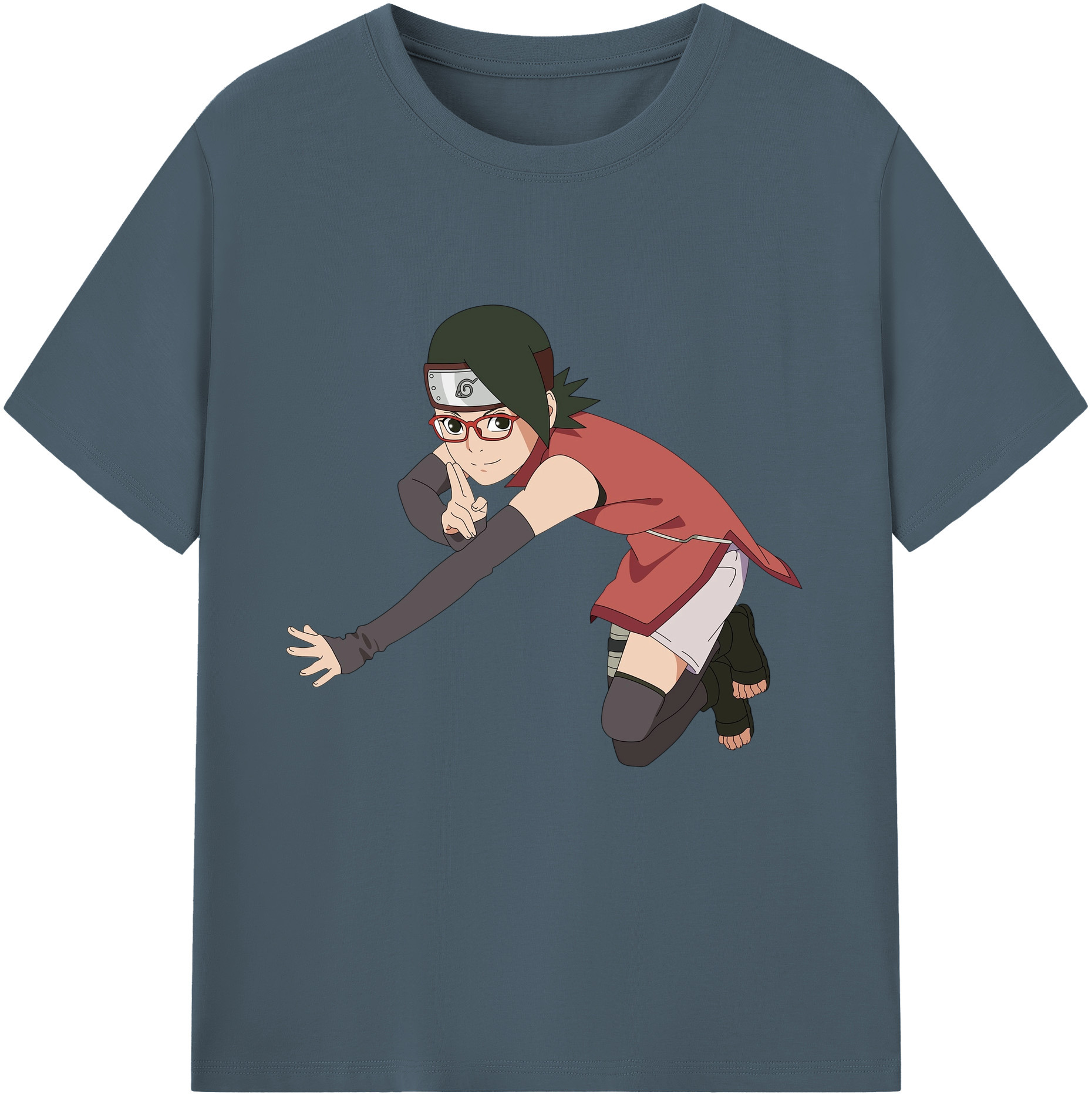 （画像用） NARUTO -ナルト- うちは サラダ Uchiha Sarada 綿100％半袖Tシャツ（フロントプリント）